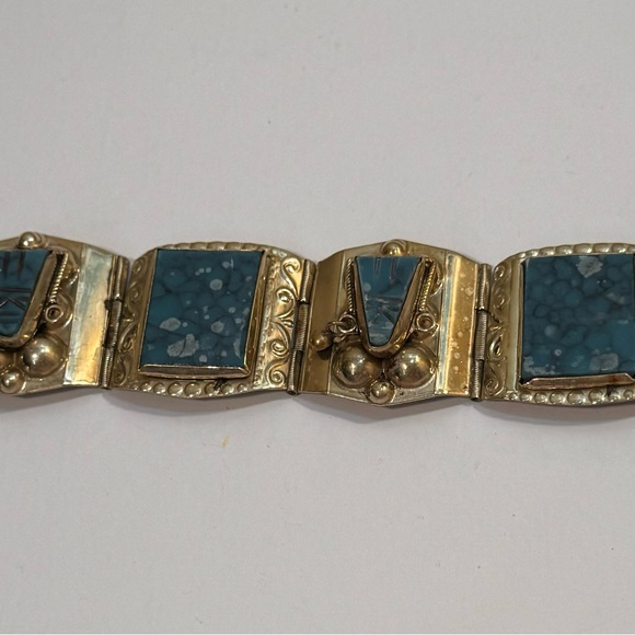 Vintage Mexico Alpaca Sim Stone Bracelet - 7” - Picture 3 of 3